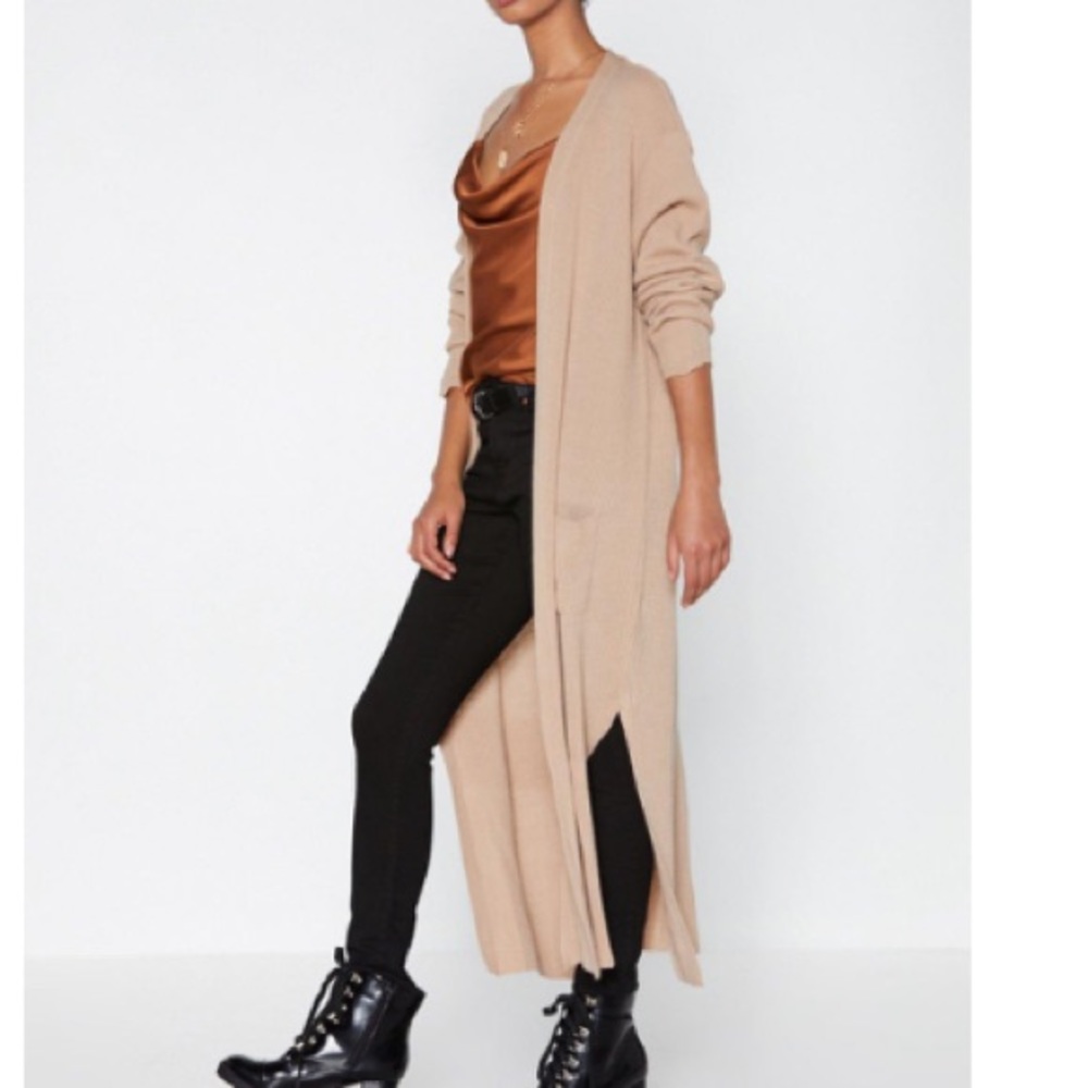Pocket Detail Ribbed Maxi Cardigan